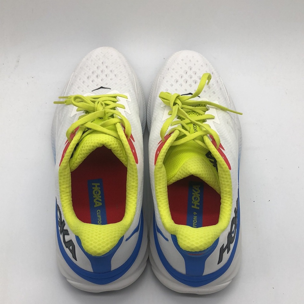 Mens Clifton 9 Hoka White/Blue/Yellow 1127895/BVR NWB - Picture 6 of 6